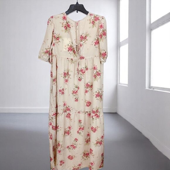 NWT En Saison Natural Color Floral Print Midi Dress - Picture 3 of 10
